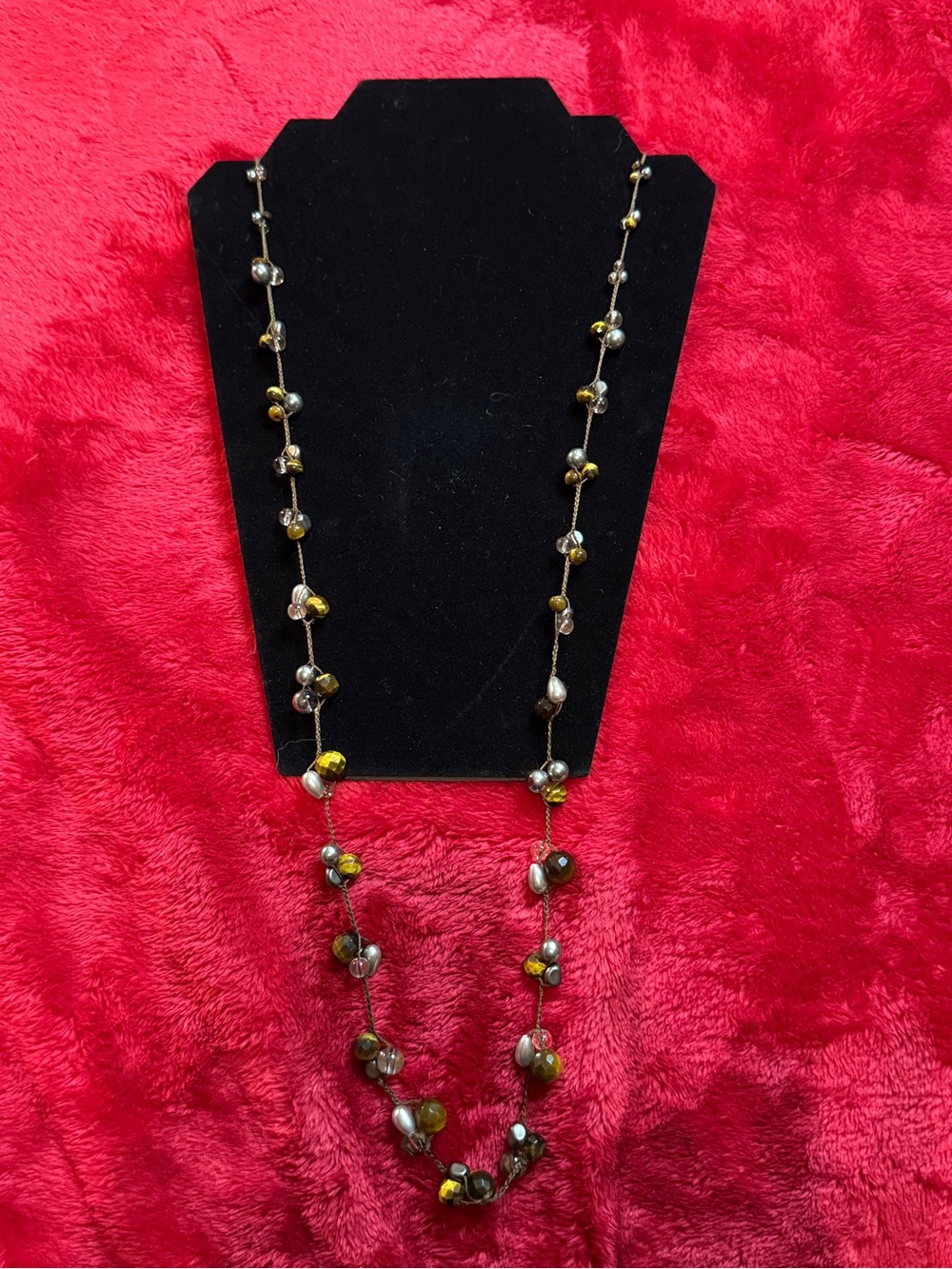 Coldwater Creek Vintage Boho Earthy Beaded Cord Long Strand Necklace